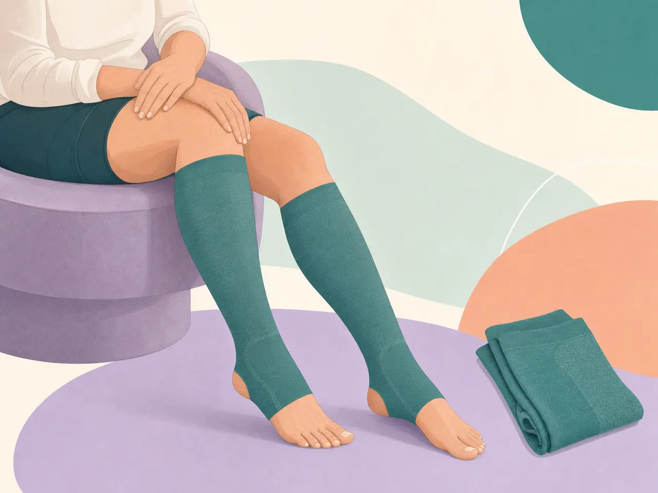 Illustration of flat-knit compression leggings for lipedema