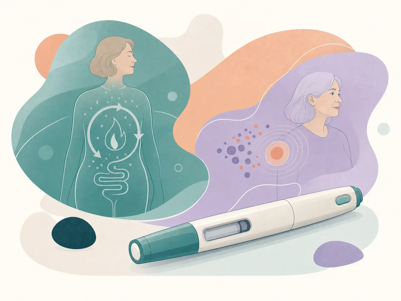 Illustration of a non-branded medical injection pen representing GLP-1 medication